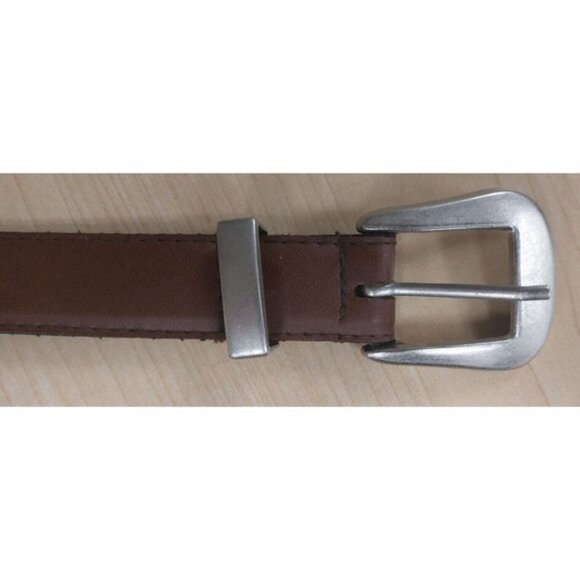 Genuine‎ Leather Casual Women\'s Belt Brown with Silver Buckle - 32\